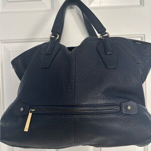 Halston Heritage Black Pebbled Leather Tote with Front Zip